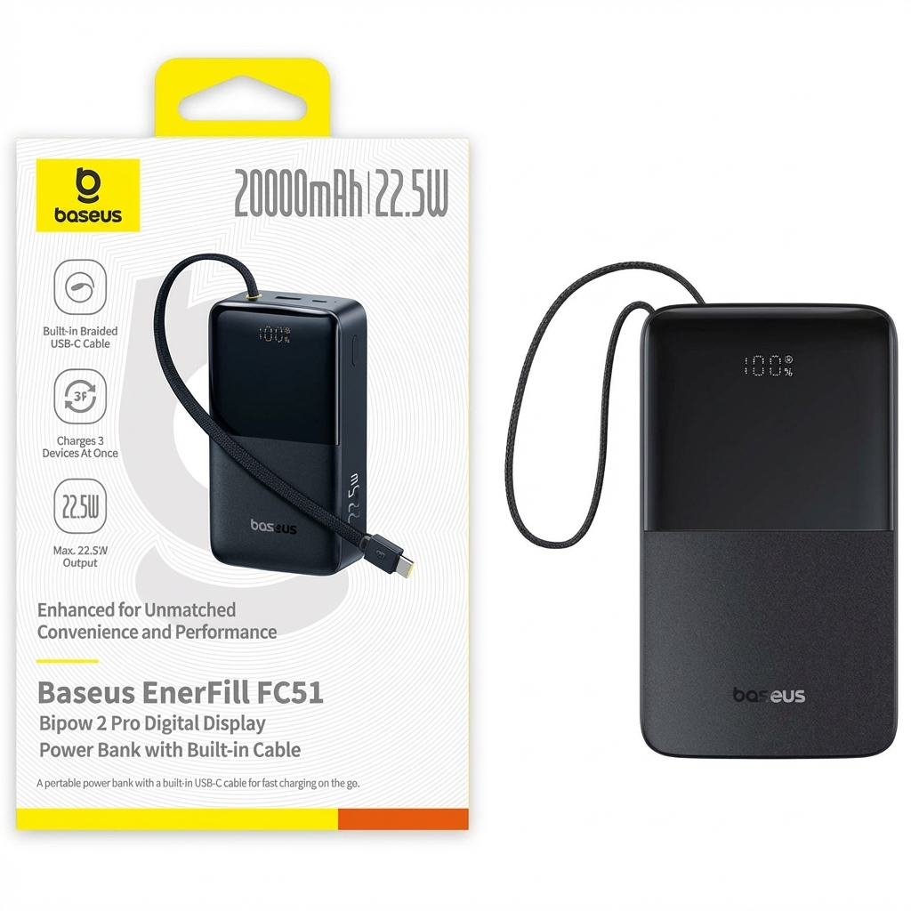 Повербанк Baseus EnerFill FC51 20000 Bipow 2 Pro 22,5W Black