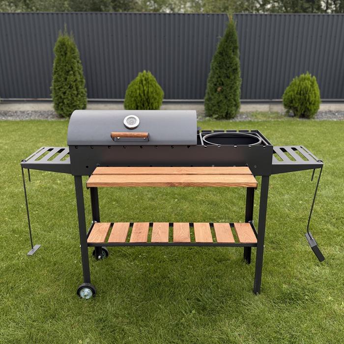 Мангал-барбекю посилений на колесах з кришкою на 13 шампурів 5 мм (414К)