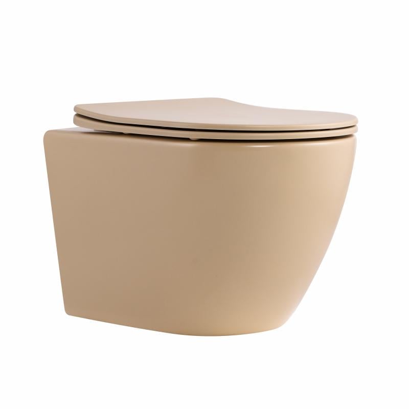 Унітаз підвісний Qtap Robin Ultra Quiet Stone з сидінням Slim Duroplast Soft-close Quick Release QT13332381АSSB 490x365x325 мм Бежевий (SD00054280)