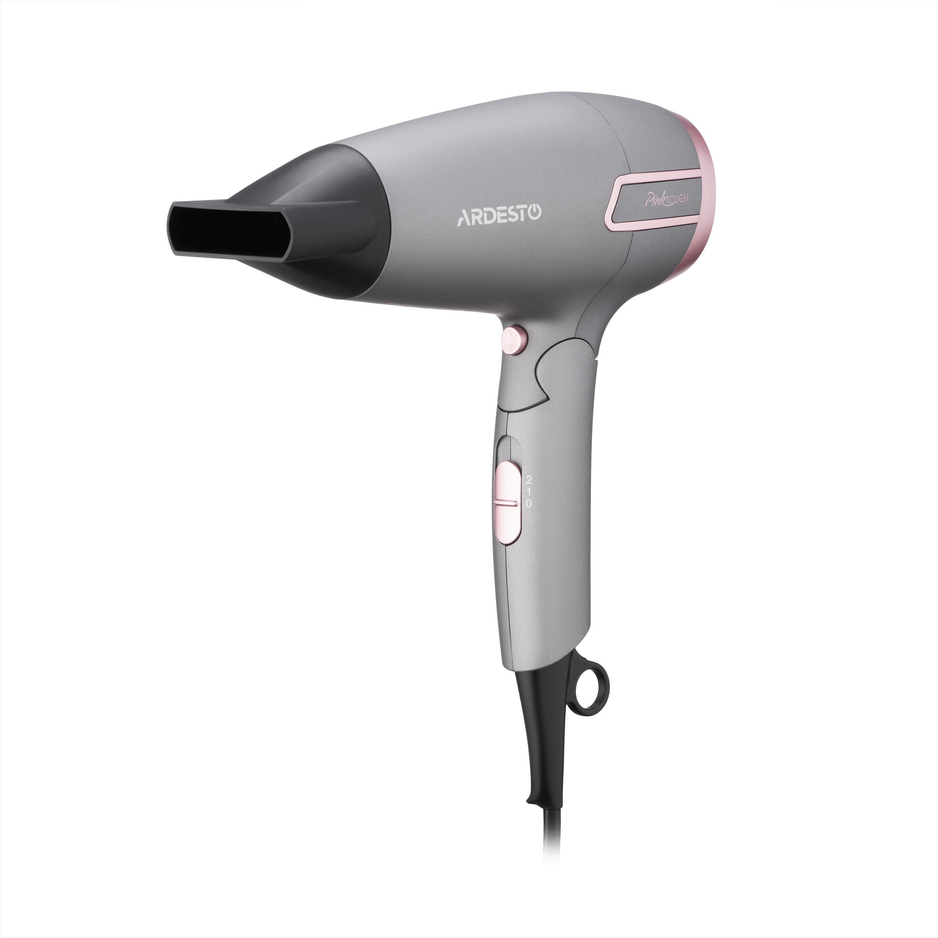 Фен Ardesto Pink Touch Cool Shot 2 температурні режими функція 2000 Вт Сірий з рожевим (620719)