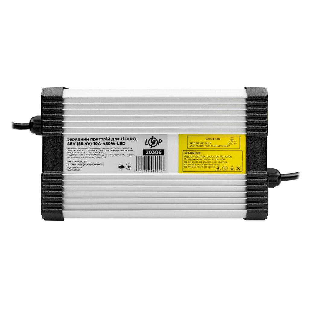 Зарядное устройство для аккумуляторов LogicPower 58,4V 10A 480W-LED LiFePO4 48V 110-240V (24461124)