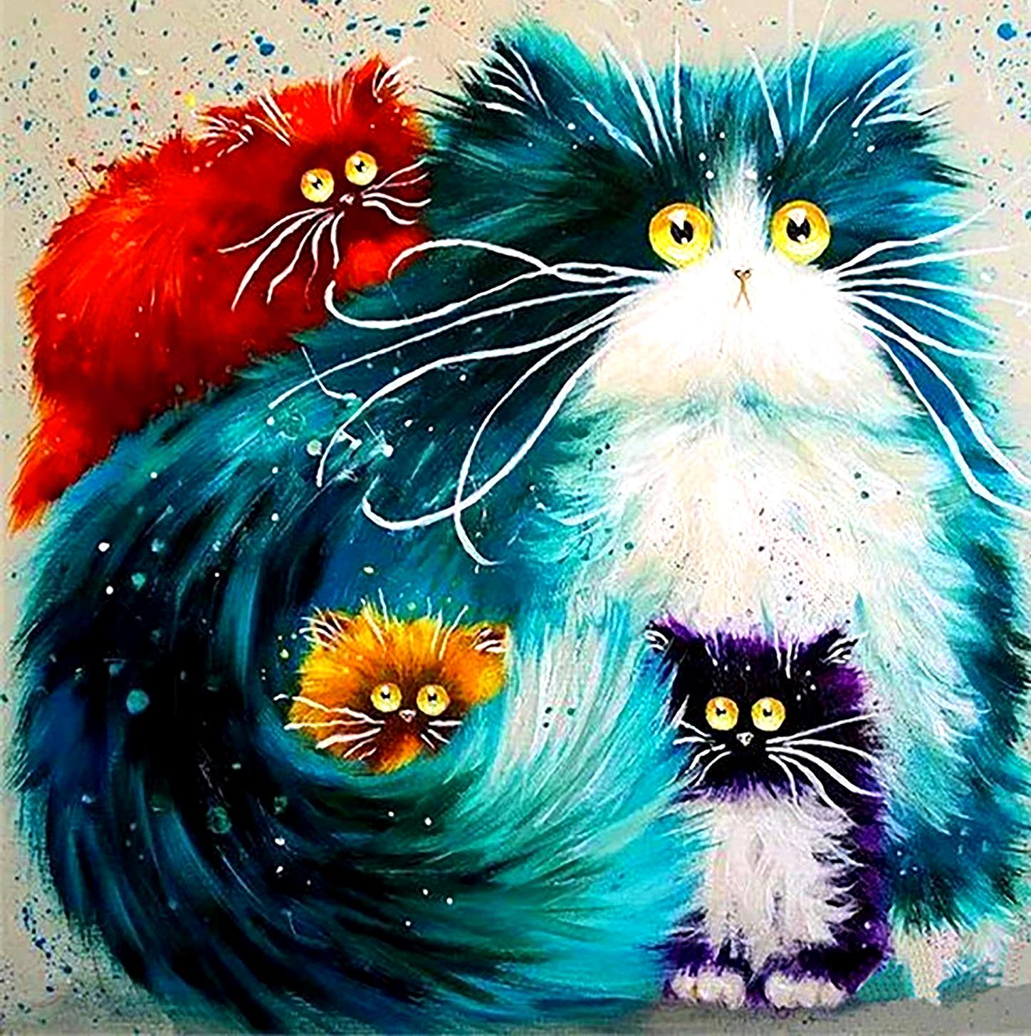 Алмазная мозаика My Art Четыре кошки на подрамнике квадратные алмазы 30х30 см (12191883)
