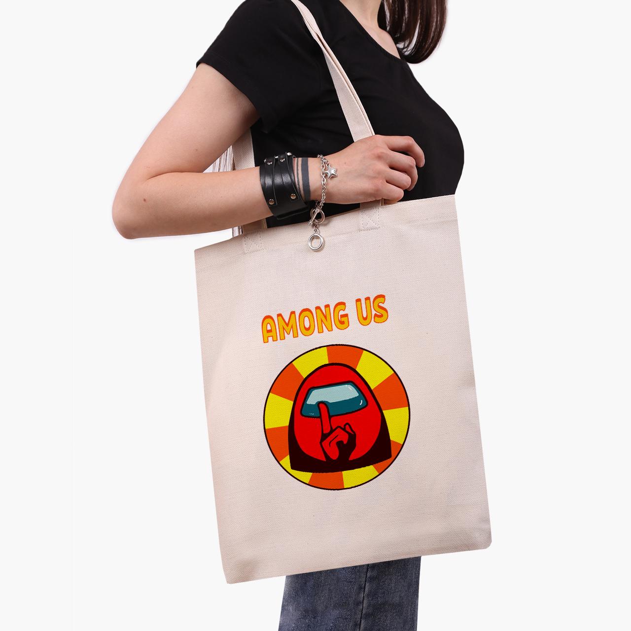 Эко сумка шоппер Among Us Red 41х35 см Бежевый (9227-2412-WT)
