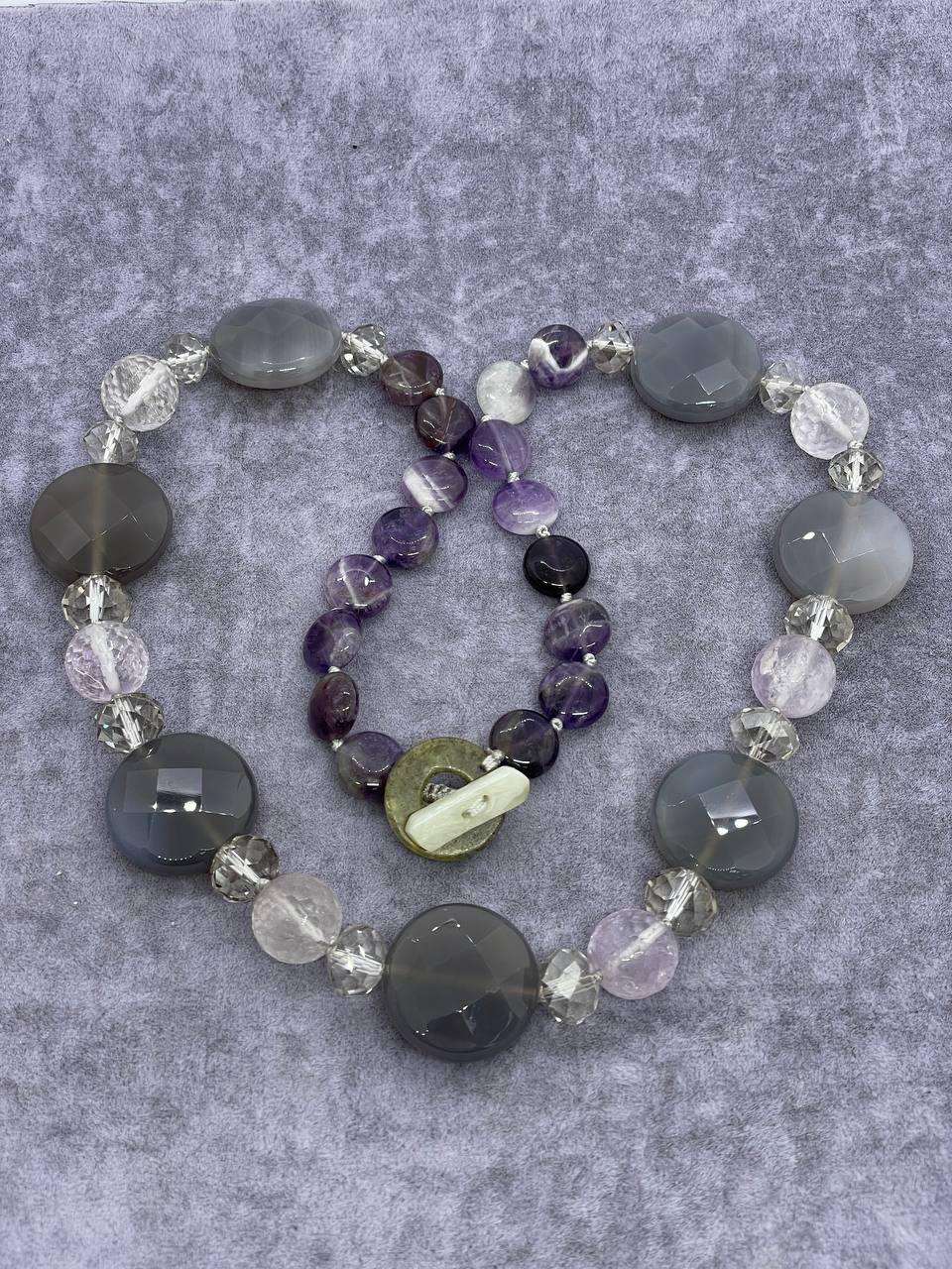 Бусы аметист агат 60 см Фиолетовый (1002)