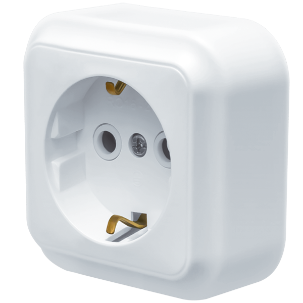 Розетка одномісна накладна з заземленням MARSHEL RO16-239 White