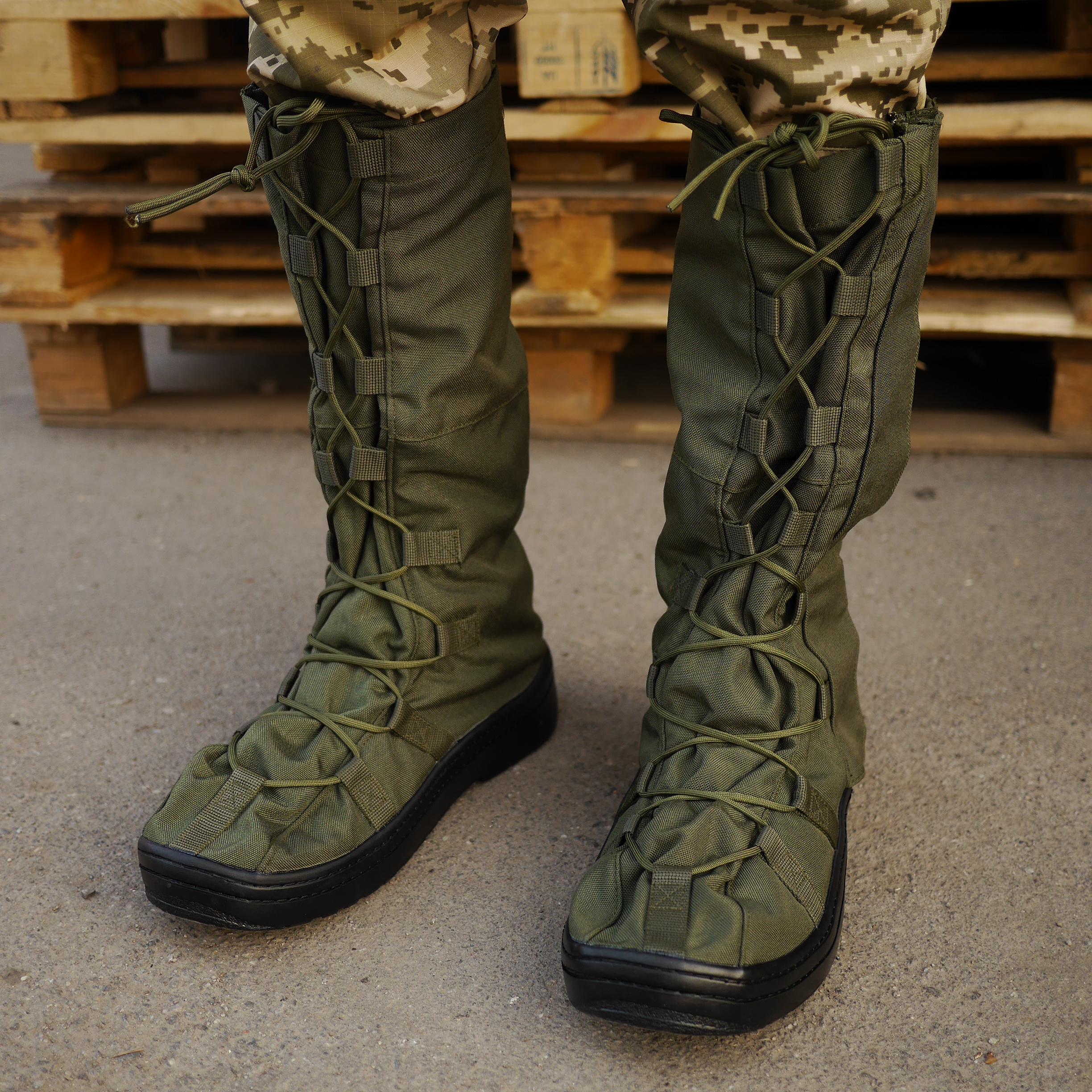 Бахіли на берці дощові/утеплені L р. 42-45 Оливковий - фото 4