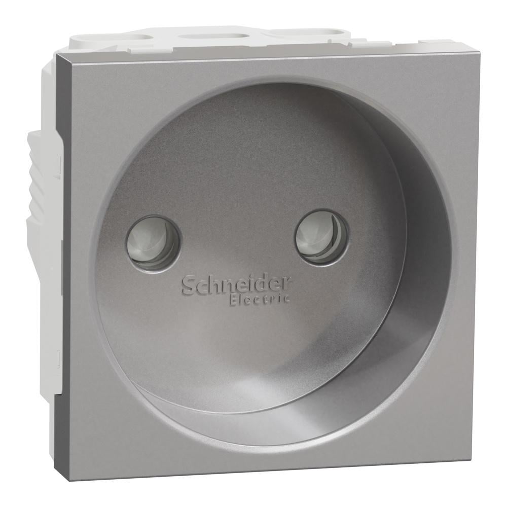 Розетка Schneider Electric без ж/к со шторками 16А 2 модуля Unica Антрацит (NU303354)