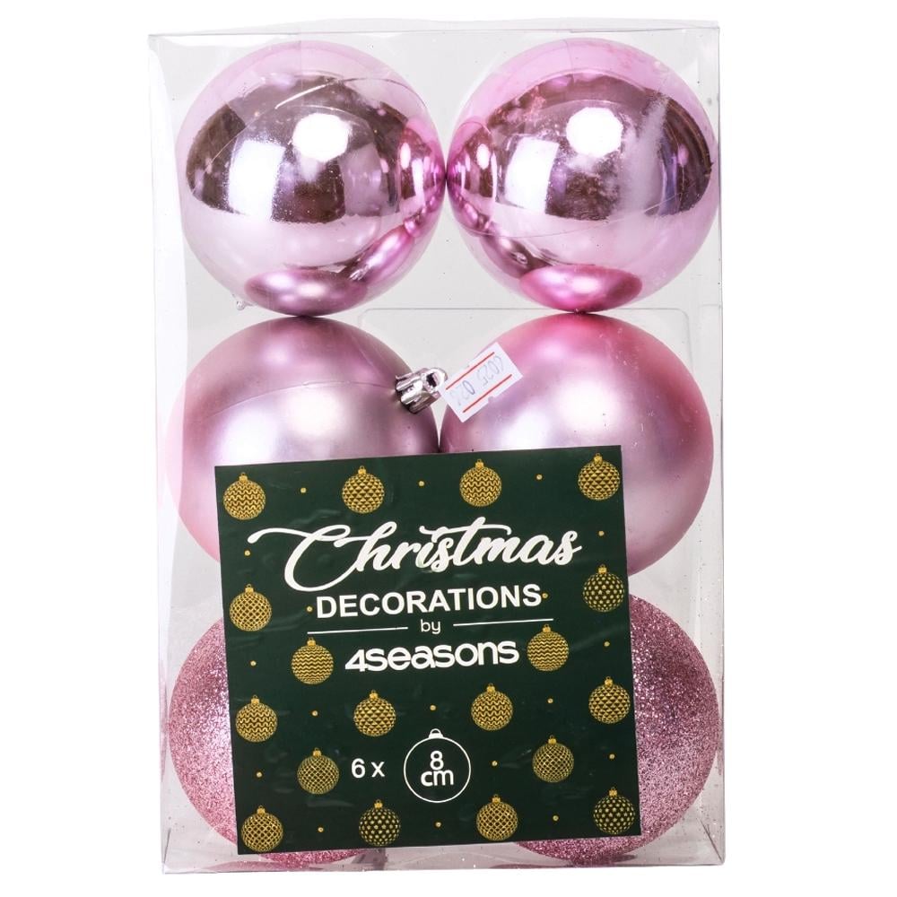 Набор елочных шаров Рождественский Ритуал 8 см 2 набора по 6 шт. Розовый (6025-026)