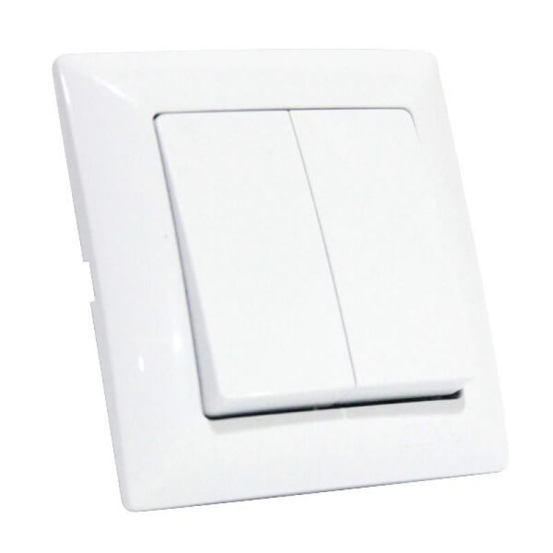 Выключатель двухклавишный HOROZ ELECTRIC Tina 112-005-0003-010 пластик IP20 Белый (29176888)