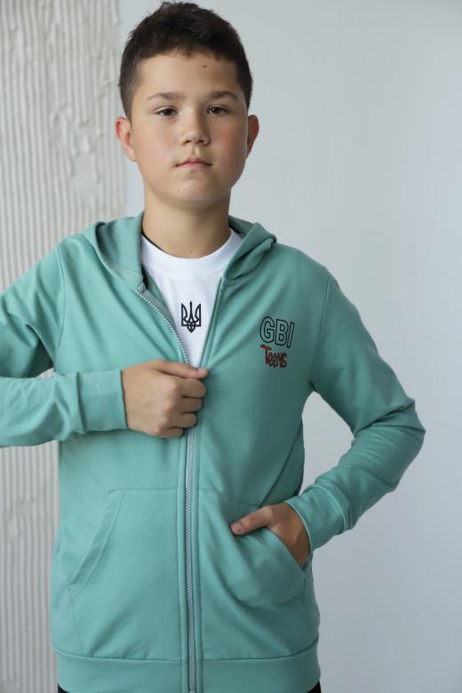 Кофта детская для подростка GBI TEENS на молнии 146 см Оливковый (13757)