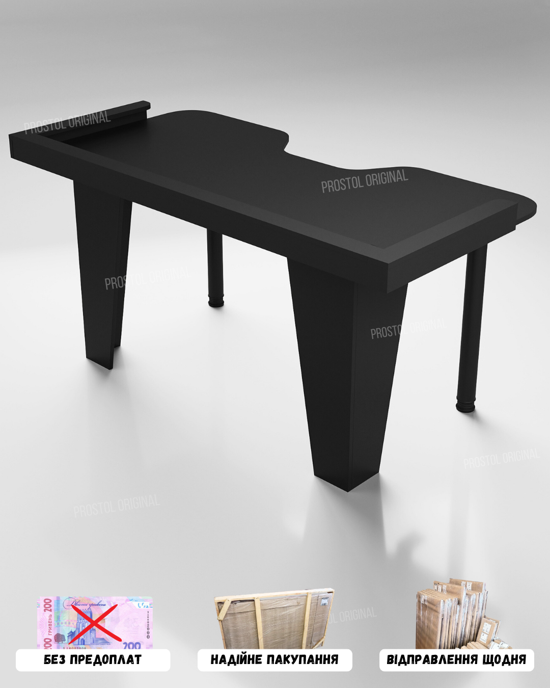 Комп'ютерний стіл геймерський PRO XL 159x82 см Чорний - фото 5 Комп'ютерний стіл геймерський PRO XL 159x82 см Чорний - фото 5