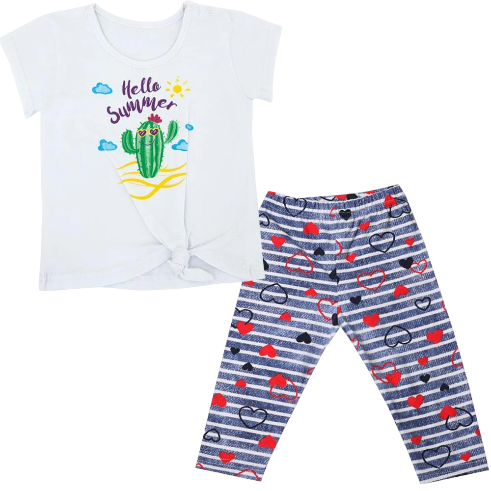 Костюм детский хлопковый летний для девочки Gabbi KS-19-14-2 Тропики 98 см Красный (11661)