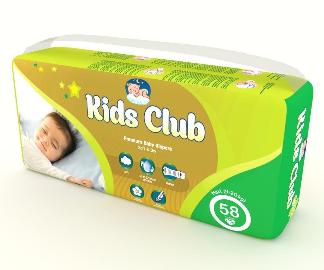 Підгузки дитячі Kids Club р. 4 Maxi 9-20 кг 58 шт. (1633432290)