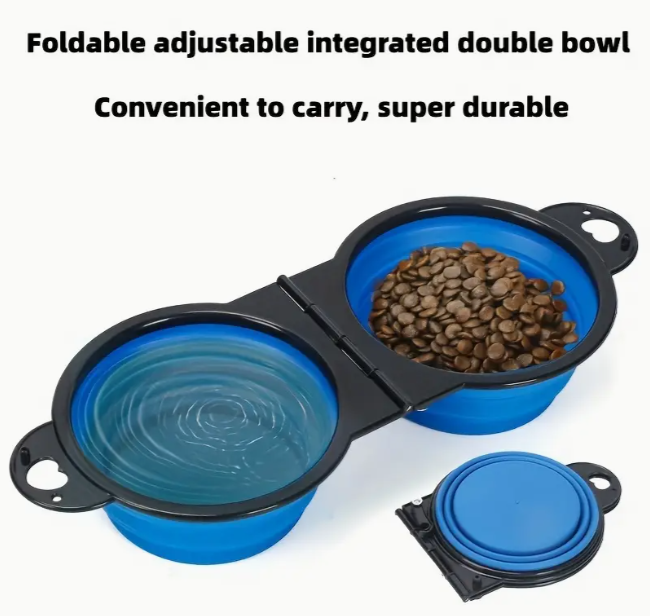 Миска для домашних животных складная двойная для корма и воды портативная силиконовая (2005) - фото 4 Миска для домашних животных складная двойная для корма и воды портативная силиконовая (2005) - фото 4