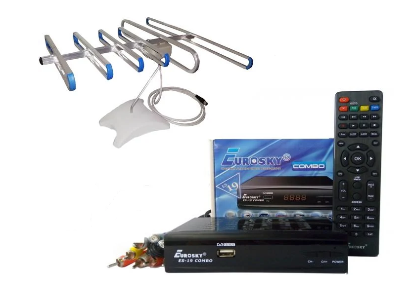 Комплект DVB-S2/T2 тюнер комбінований Eurosky ES-19 Combo/антена кімнатна SuperАнтена/WiFi-адаптер