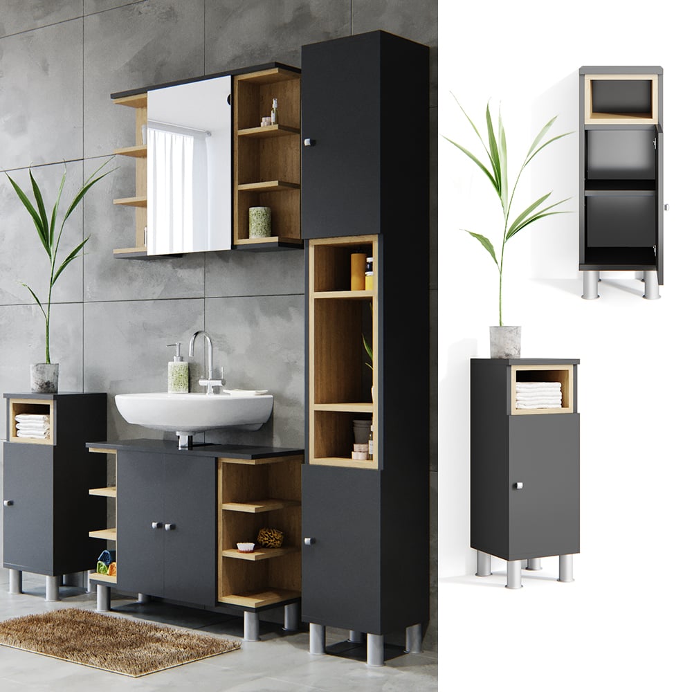 Пенал для ванной Vicсo Aquis 30x82 Антрацит - фото 6 Пенал для ванной Vicсo Aquis 30x82 Антрацит - фото 6