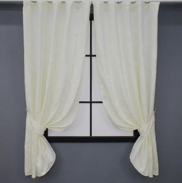 Комплект коротких штор Pavliani лен мрамор 1,3х1,7 м 2 шт. Кремовый (1172ш)