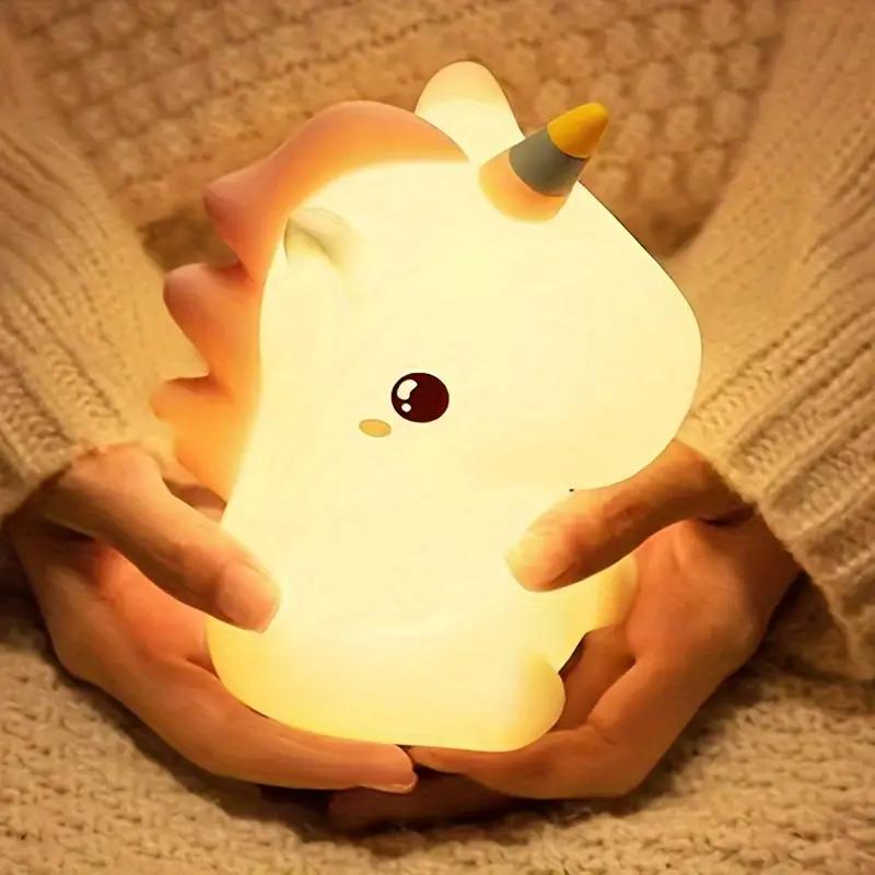 Ночник светодиодный Единорог для детей аккумуляторный силиконовый с сенсорным управлением 5 режимов свечения 14x12x8 см Белый (D-0150) - фото 4 Ночник светодиодный Единорог для детей аккумуляторный силиконовый с сенсорным управлением 5 режимов свечения 14x12x8 см Белый (D-0150) - фото 4