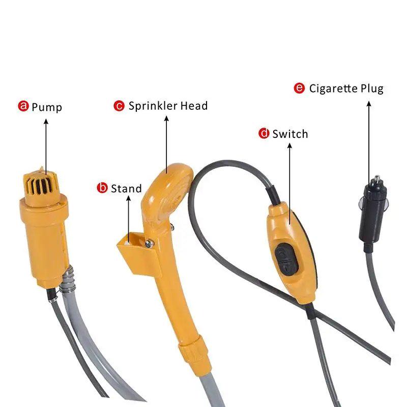 Душ автомобильный DC 12V с питанием от прикуривателя туристический Оранжевый (17514101) - фото 4