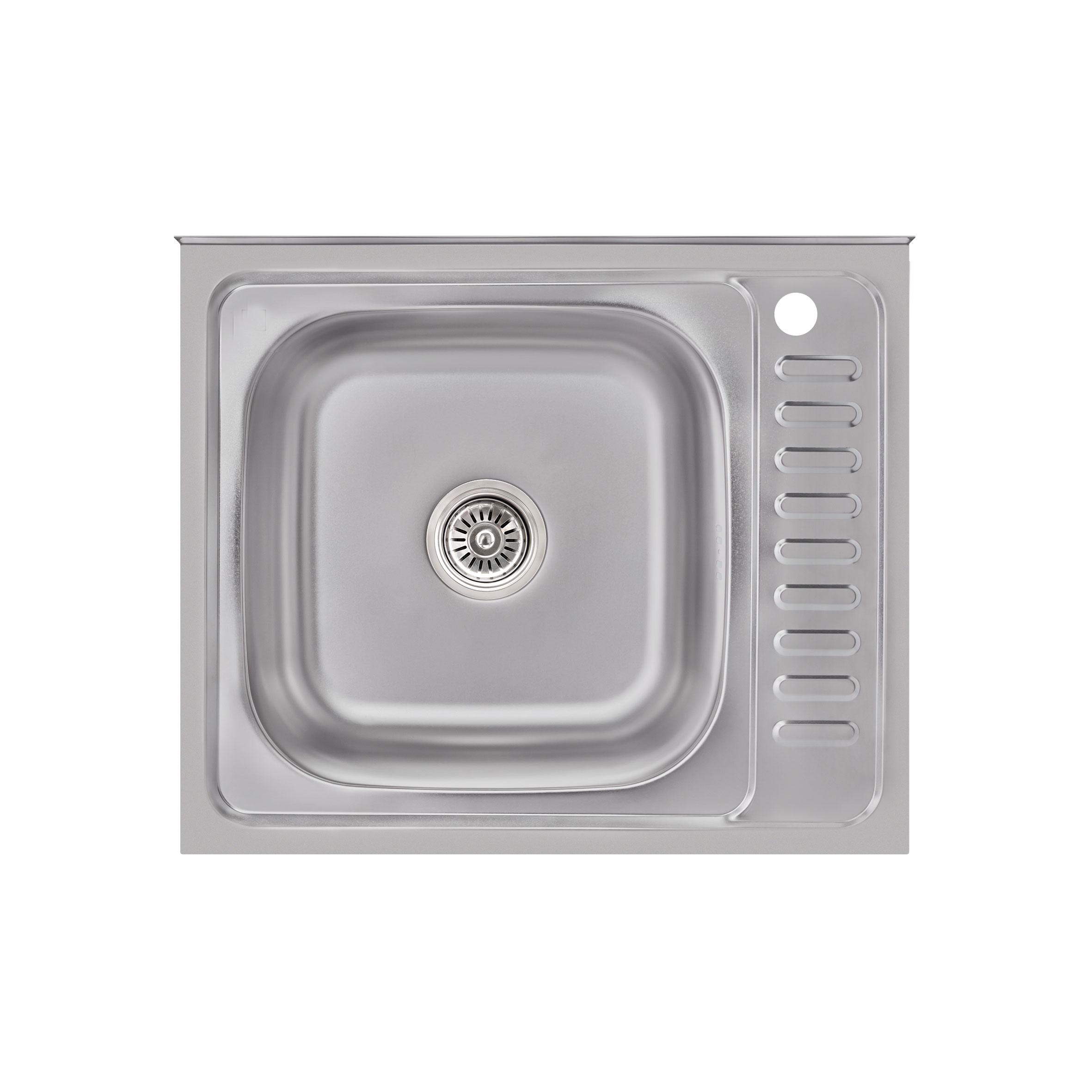Накладная кухонная мойка Brinex из нержавеющей стали прямоугольная 6050-L 0,6 мм Satin (BRIN6050LSAT06)