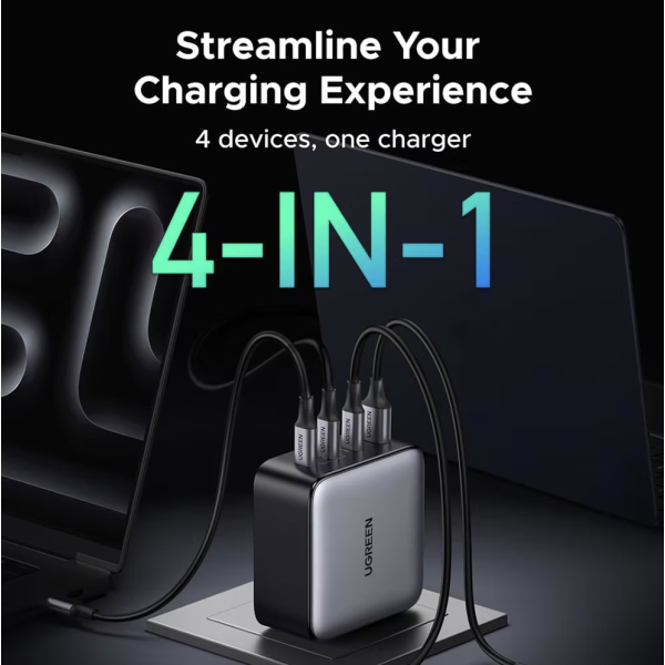 Зарядное устройство UGREEN X764 Nexode 200W GaN Fast Charger 4in1 Grey (35539) - фото 15 Зарядное устройство UGREEN X764 Nexode 200W GaN Fast Charger 4in1 Grey (35539) - фото 15