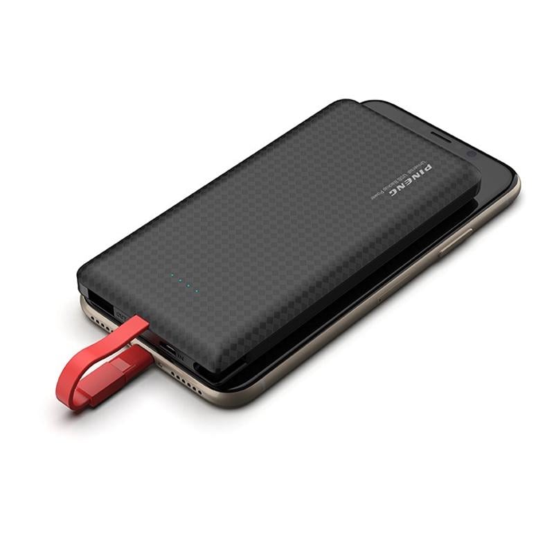 Повербанк Pineng PN-851 со встроенным кабелем 10000 mAh Black (85101) - фото 4