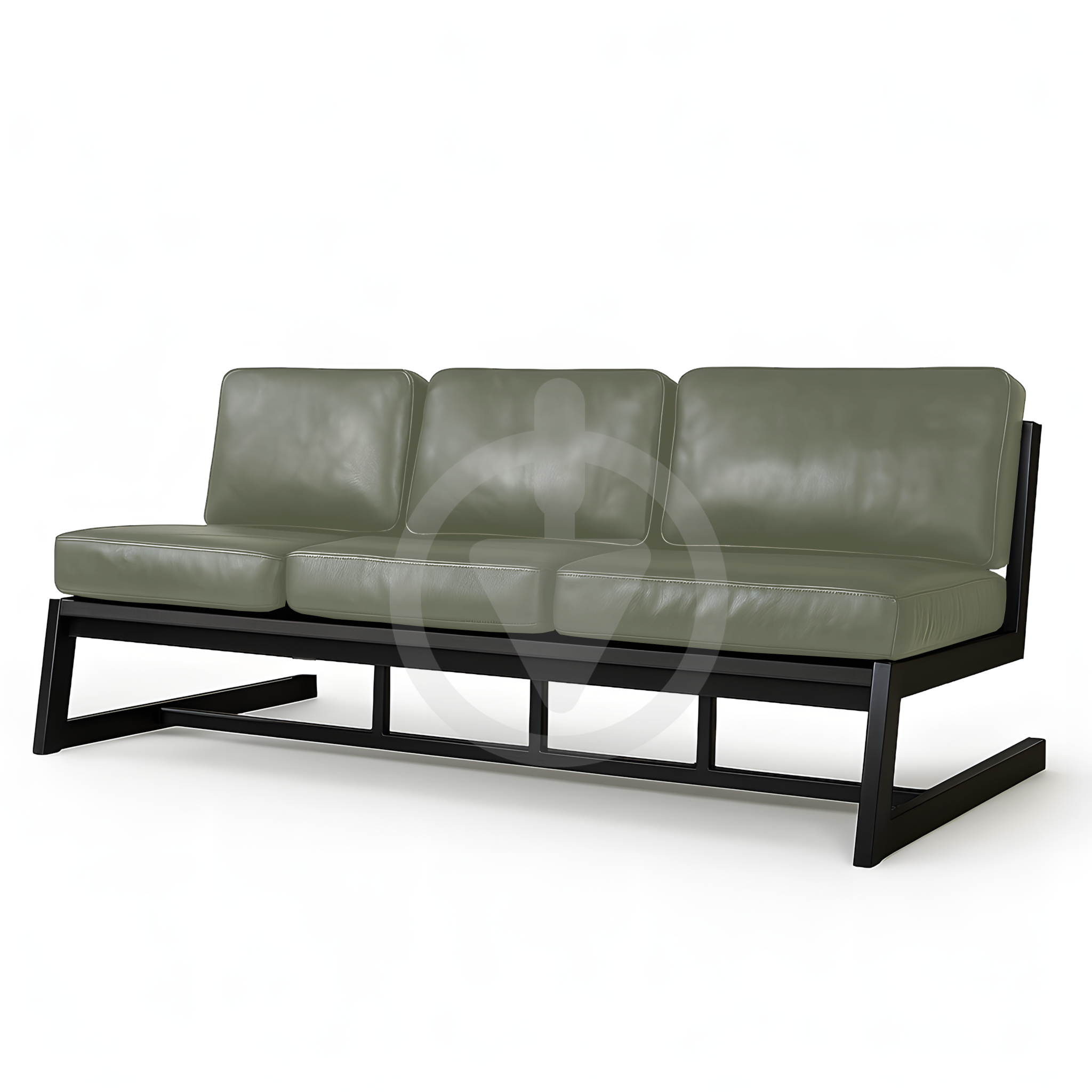 Диван металевий AVVS Атлас лофт екошкіра 156 см Оливковий