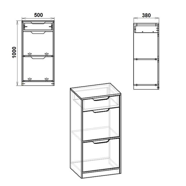Тумба для взуття Компаніт ТО 11 50х38х100 см Яблуня - фото 2 Тумба для взуття Компаніт ТО 11 50х38х100 см Яблуня - фото 2