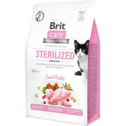 Корм сухой Brit Care Cat Grain Sterilized Sensitive для взрослых стерилизованных кошек с чувствительным пищеварением/с кроликом 400 г (540778)