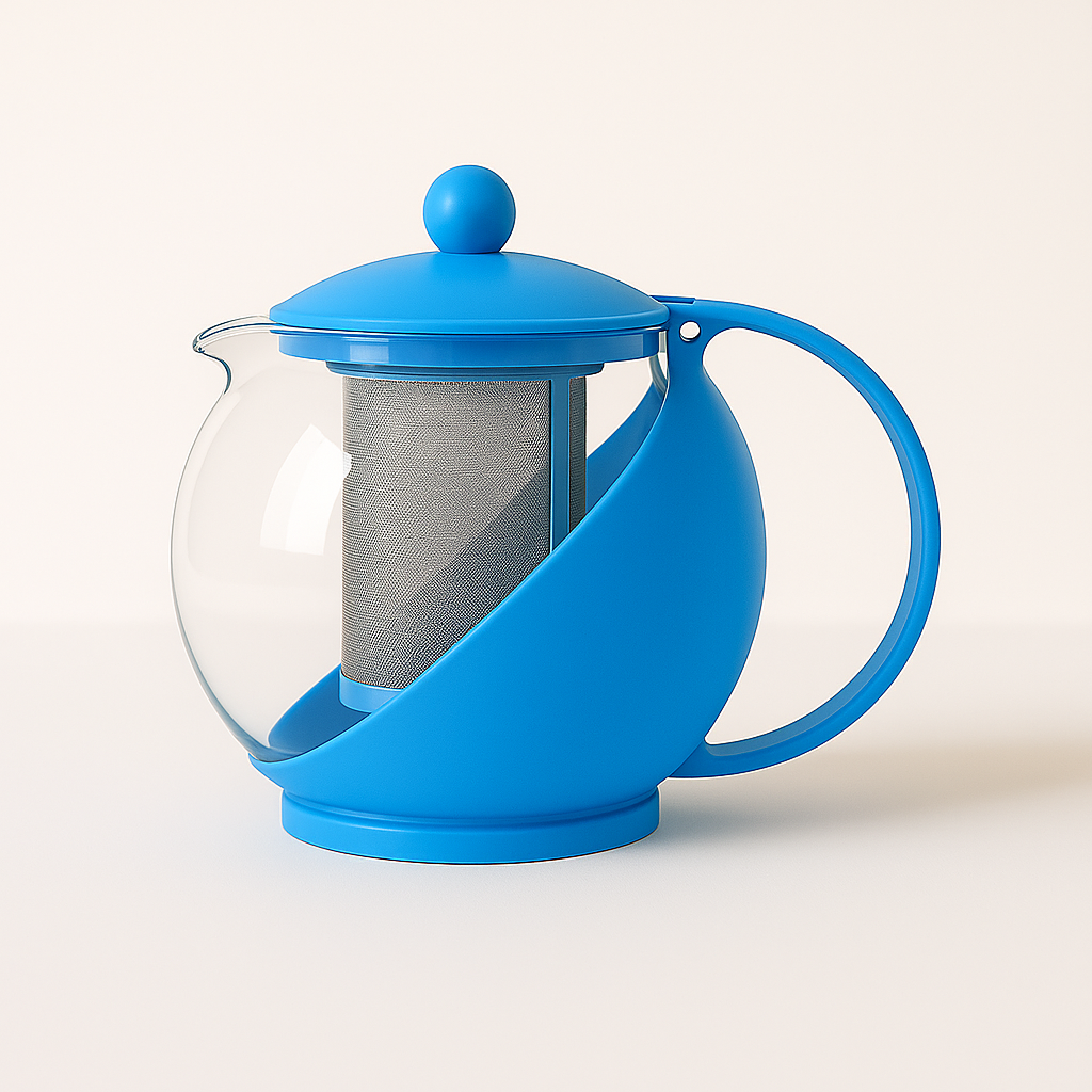 Чайник заварник із металевим фільтром TeaGlobe скляний 0,75 л Блакитний (03-бла-MS-0118)