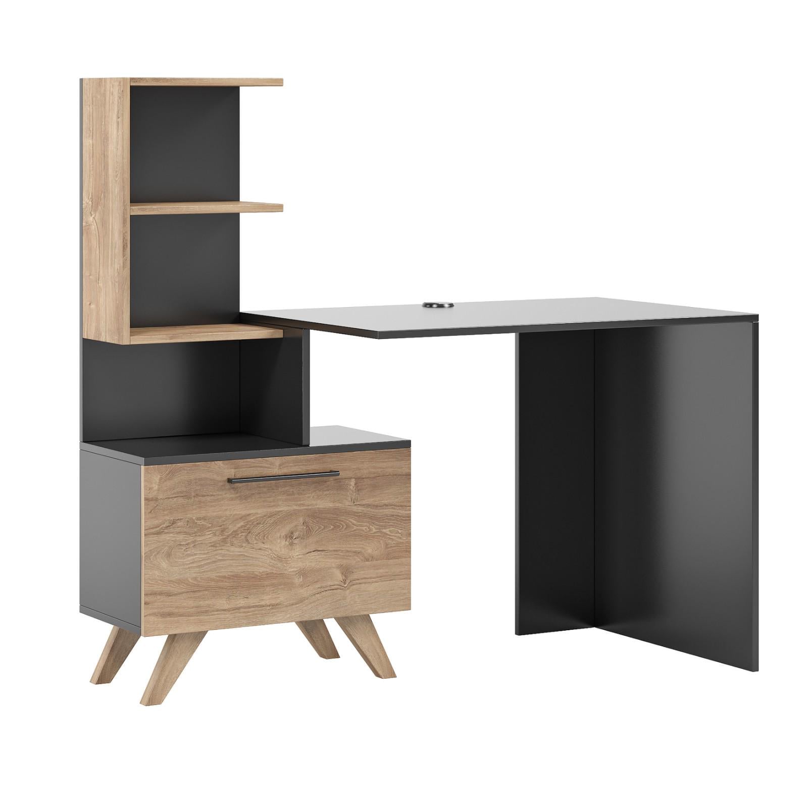 Письмовий стіл Тейс 125,5х60х75/122 см Дуб графітовий/Дуб Канзас (C-89)