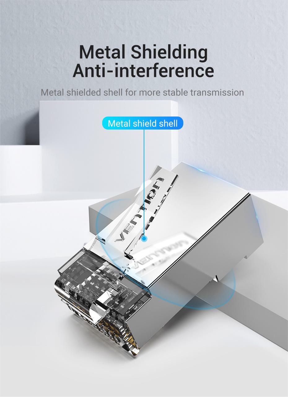Інтернет-з'єднувачі Vention Cat.6A FTP 8P8C 10 Гбіт/с роз'єм RJ45 LAN RJ 45 Ethernet 10 шт. Сріблястий (IDFR0-10) - фото 6