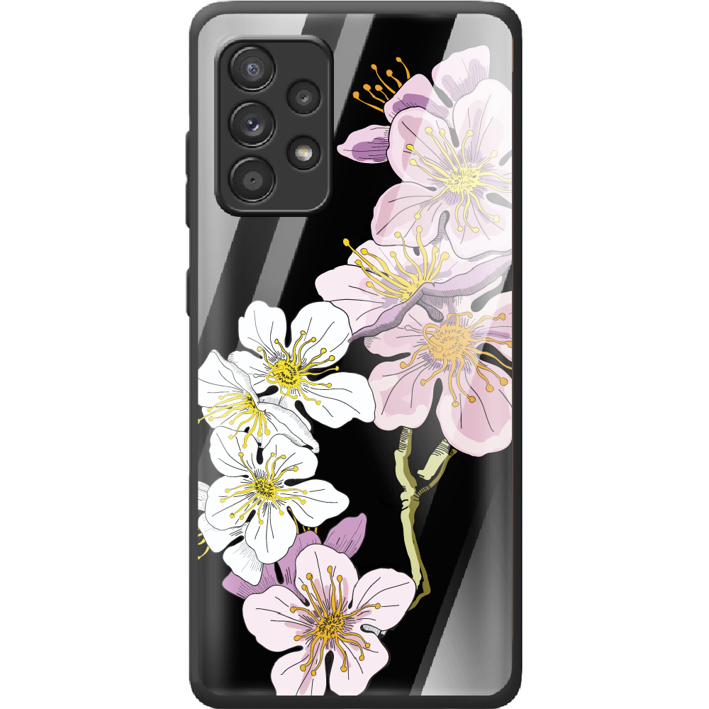 Чехол BoxFace Samsung A525 Galaxy A52 Cherry Blossom Черный силикон со стеклом (42075-cc4-42232) - фото 1