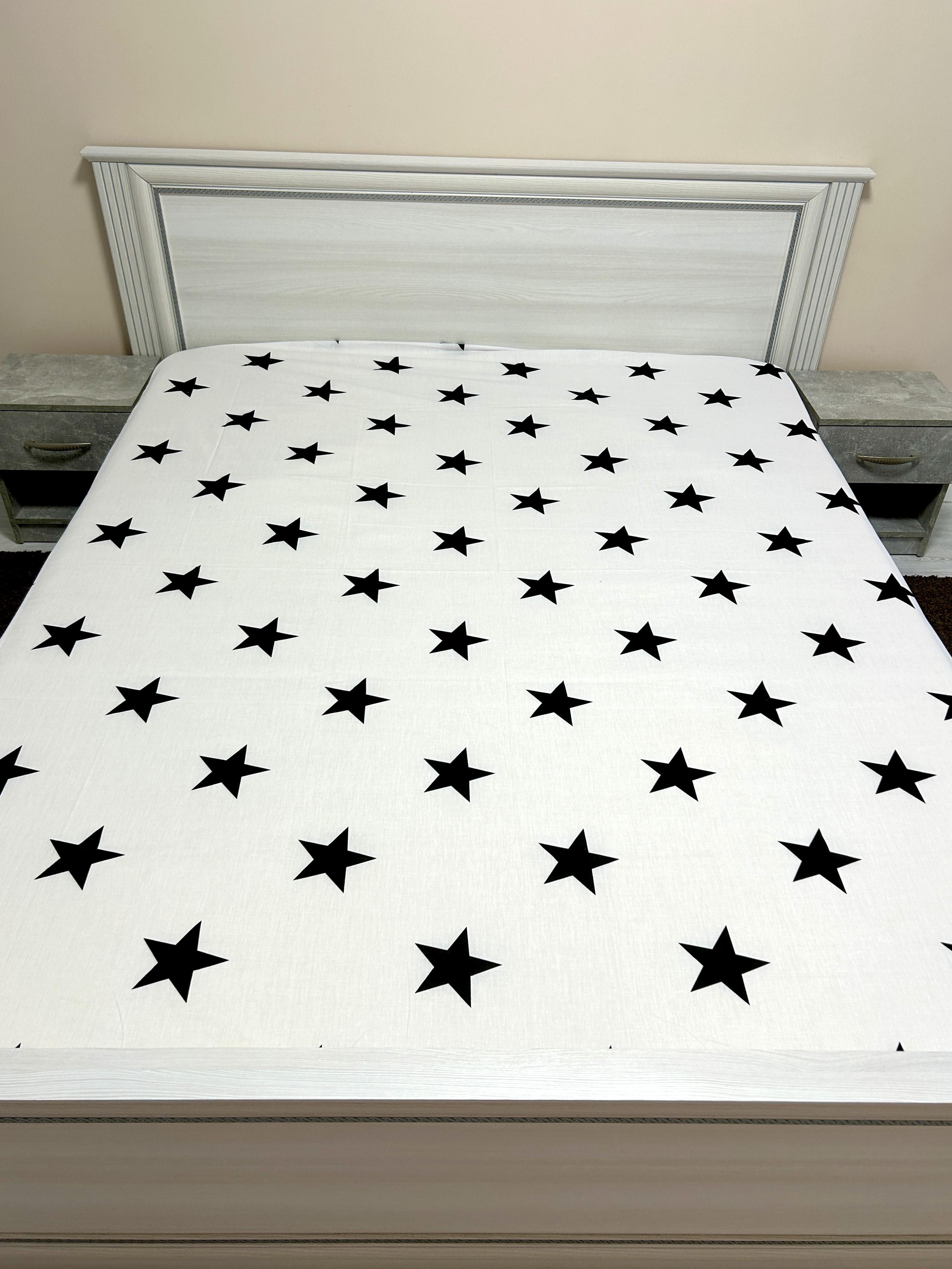 Простынь на резинке Звезды из бязи голд 180х200 см Белый (G-2024/-180х)