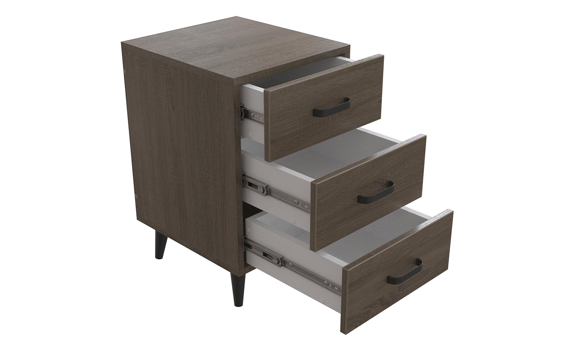 Тумба Ferrum-decor Вива 3 на конусных ножках металл/ДСП 16 мм 56,5x35x40 см Черный/Дуб Сонома Трюфель (FRD-106821)