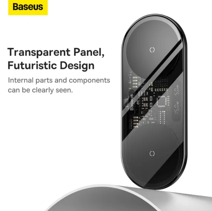 Зарядний пристрій BASEUS Digital LED Display 2in1 Wireless Charger з технологією Qi 20W Чорний (WXSX010101) - фото 9