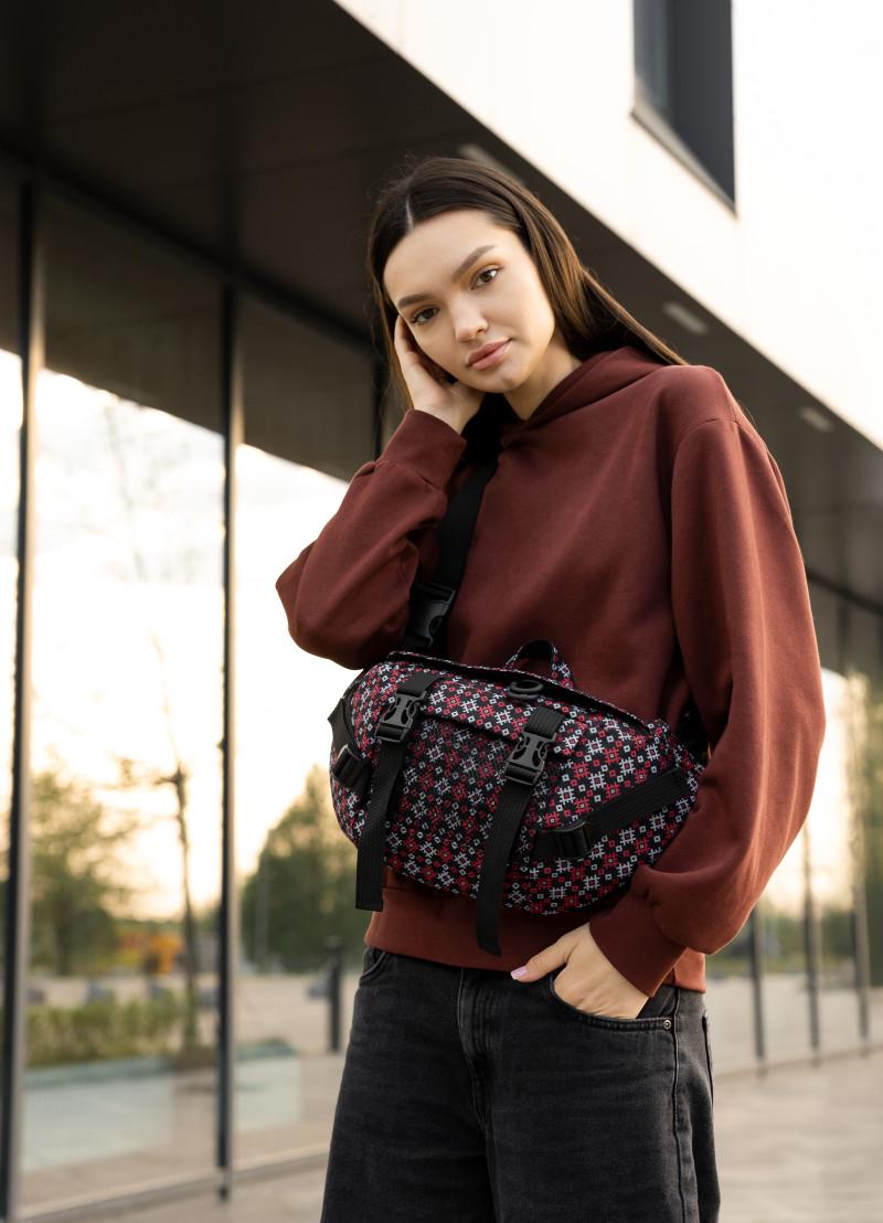 Поясная женская сумка-бананка Sambag DynamicDart 38×21×7 см Черный (80411148)