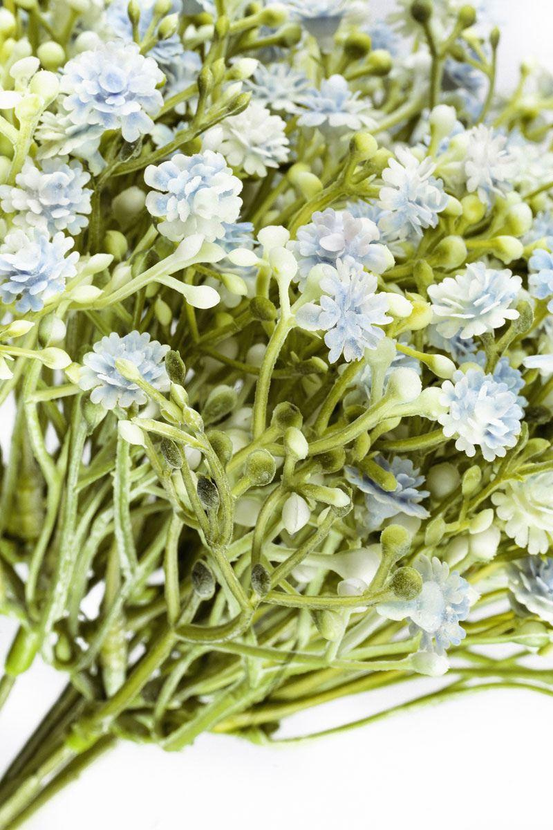 Искусственный гипсофил букет пластик 7 веточек 34 см Голубой - фото 2