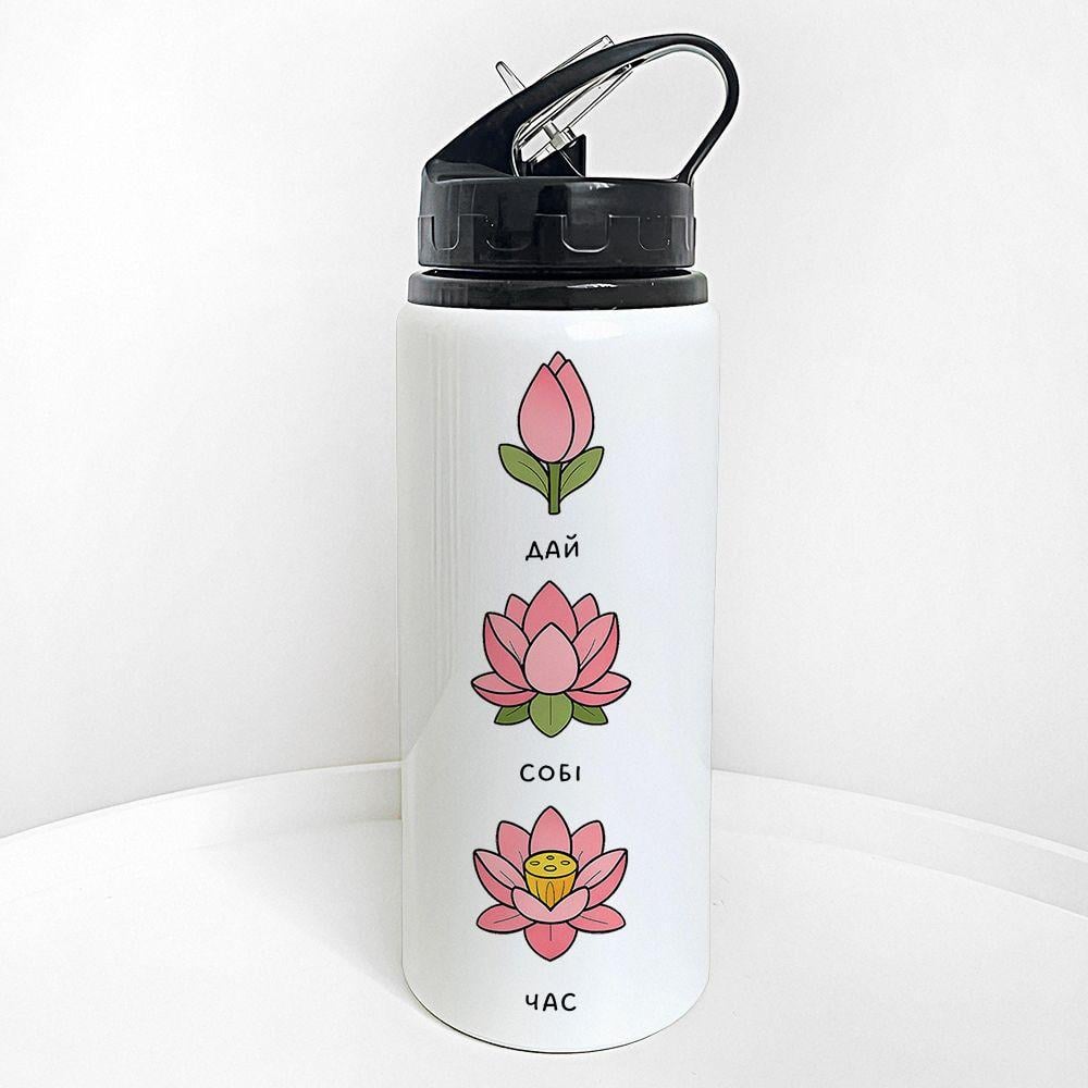 Бутылка для воды с трубочкой Presentville "Дай себе время" 600 мл (PLV_25A005)