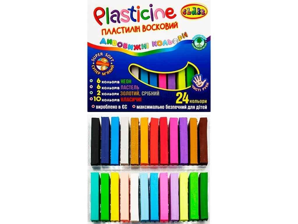 Пластилин CLASS 24 цветов Чистые руки квадратные ECO 400 г 7655C (909604)