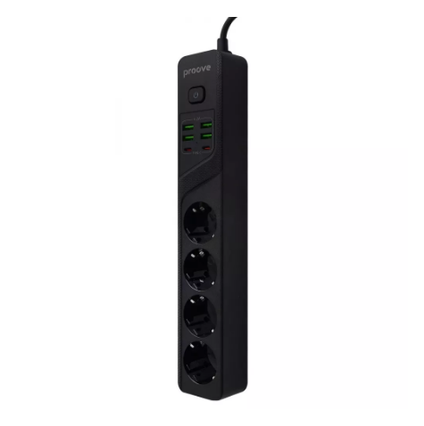Сетевой фильтр Proove Power Socket P-04 4 розетки 4 USB 2 Type-C 2 м (568624)
