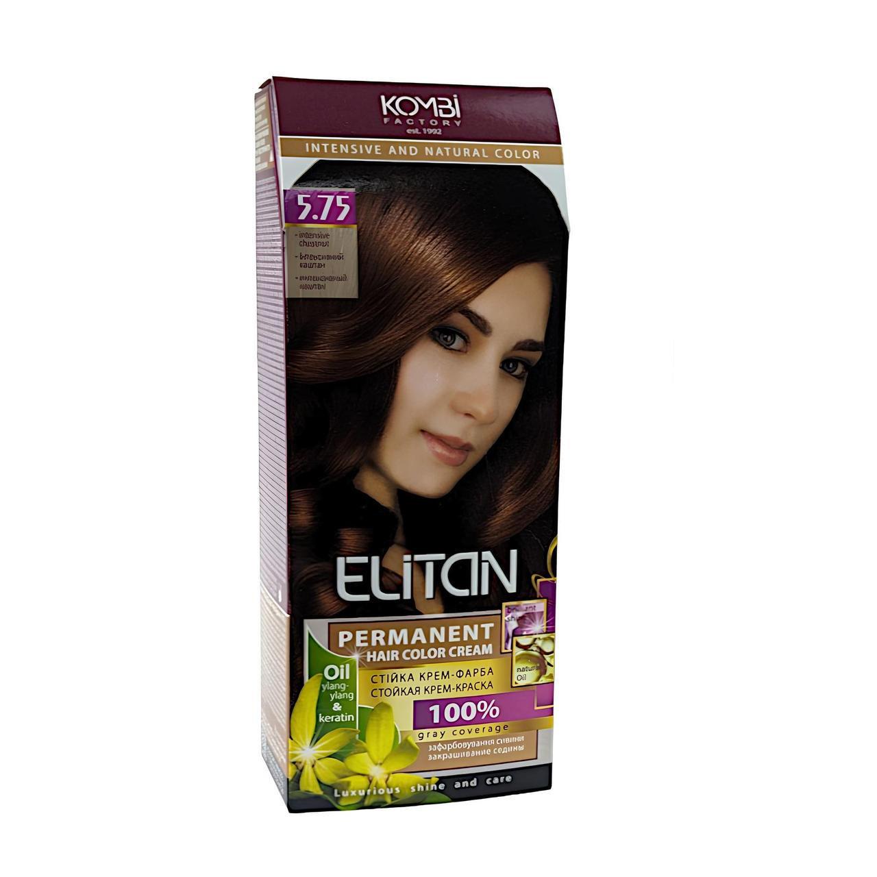 Крем-краска для волос стойкая ELITAN intensive and natural color 5-75 Интенсивный каштан (2185133353)