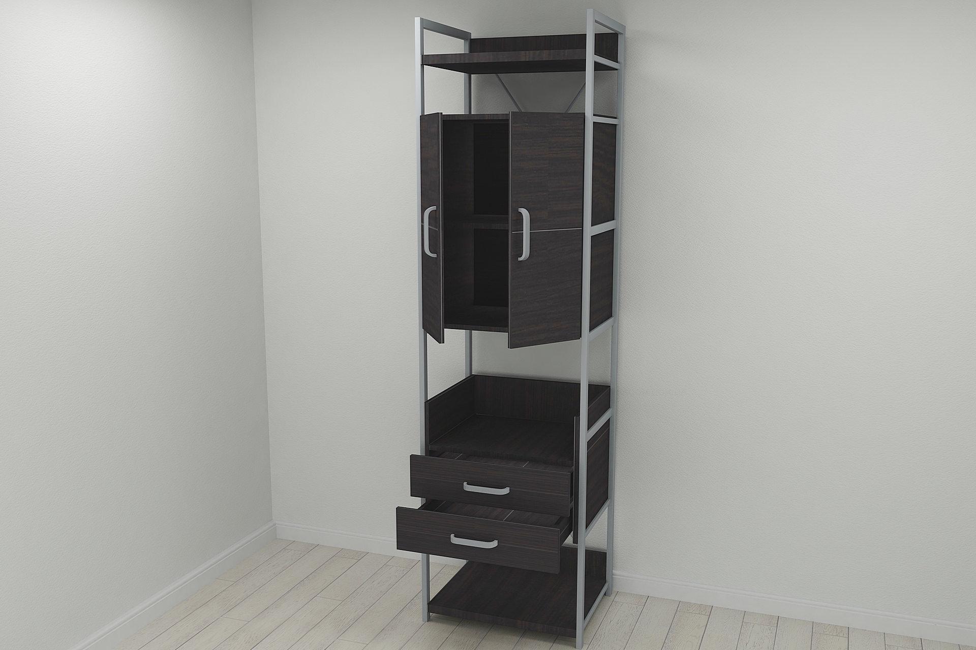 Шкаф-гардероб Ferrum-decor Коннект Уни секция 5 металл/ДСП 32 мм 220x60x50 см Серый/Венге Магия (FRD-104516) Шкаф-гардероб Ferrum-decor Коннект Уни секция 5 металл/ДСП 32 мм 220x60x50 см Серый/Венге Магия (FRD-104516)