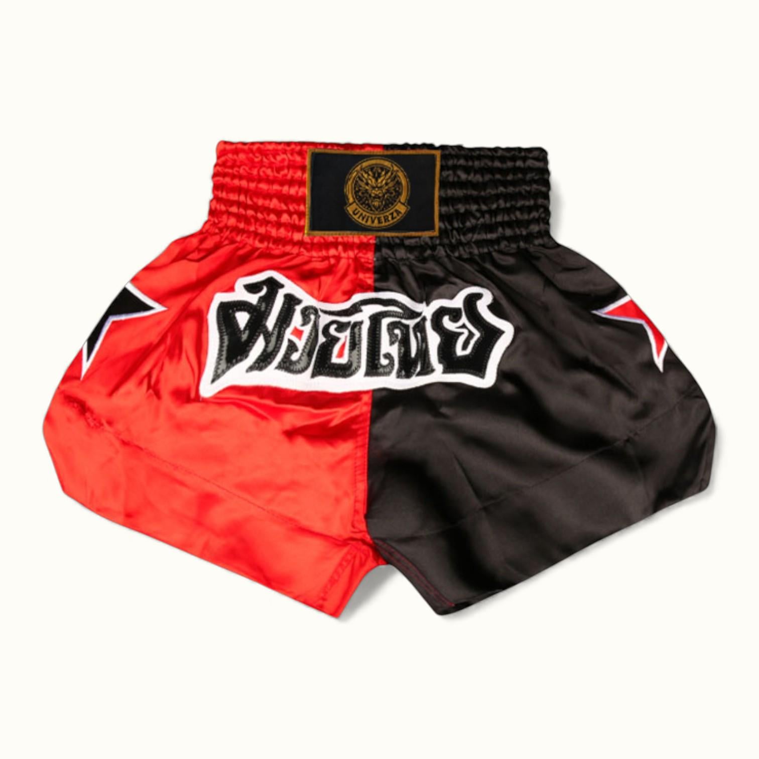 Шорты тайские Univerza дышащие из полиэстера Черно-красный