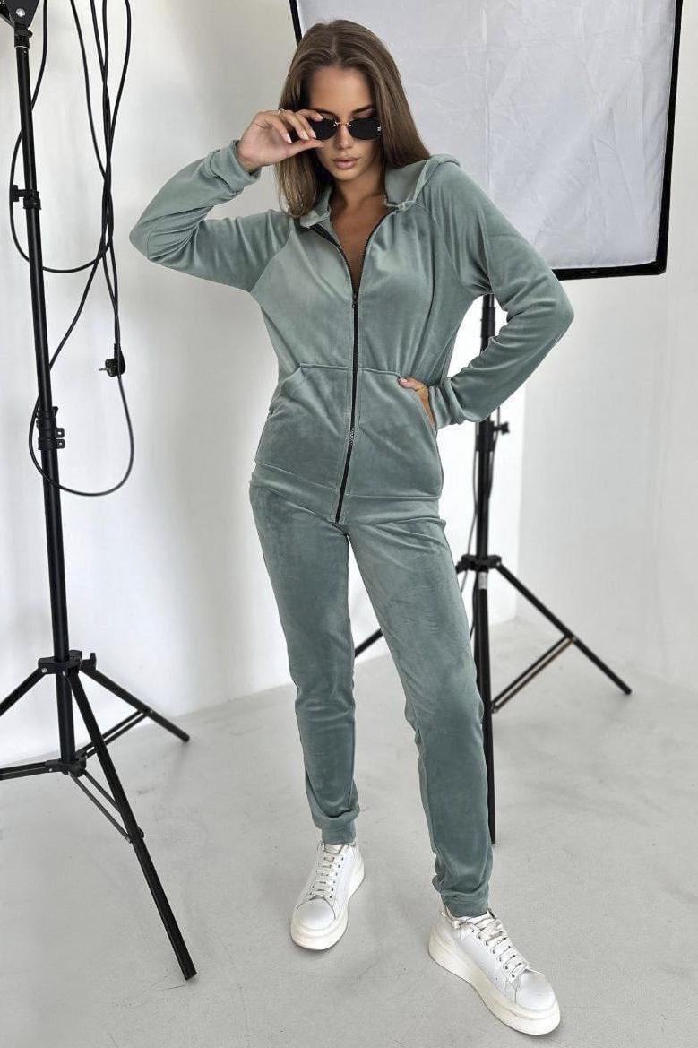 Спортивний костюм жіночий велюровий р. 44 М'ятний (193308)