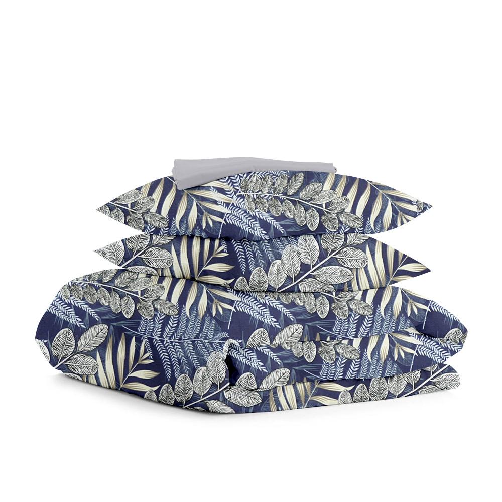 Комплект евро постельного белья Cosas Foliage Dark Blue Grey 200х220 см (4822052083925)