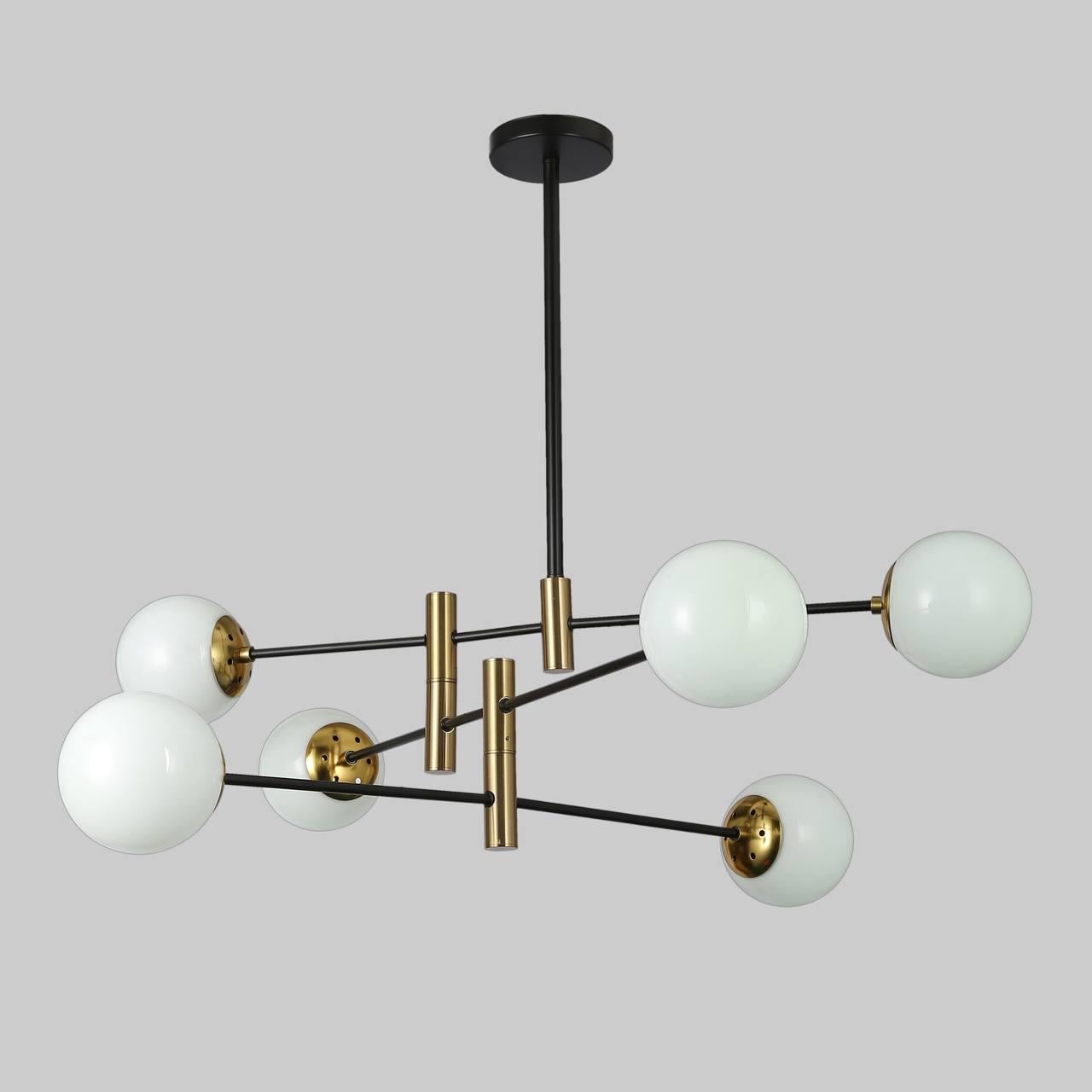 Люстра современная на 6 ламп Черный (909-LXL3012-6 BK+WH)