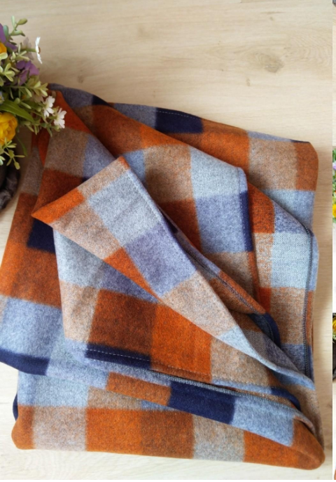 Плед-покрывало New House шерстяной 110х140 см Оранжево-серый (27052781) - фото 1