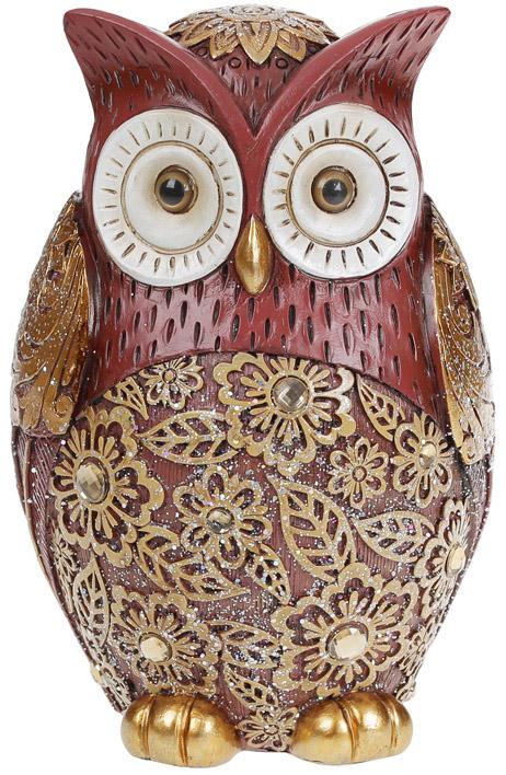 Статуэтка Сова с кружевной резьбой 12х10,5х18 см полистоун со стразами Бордо (BD-218-893)