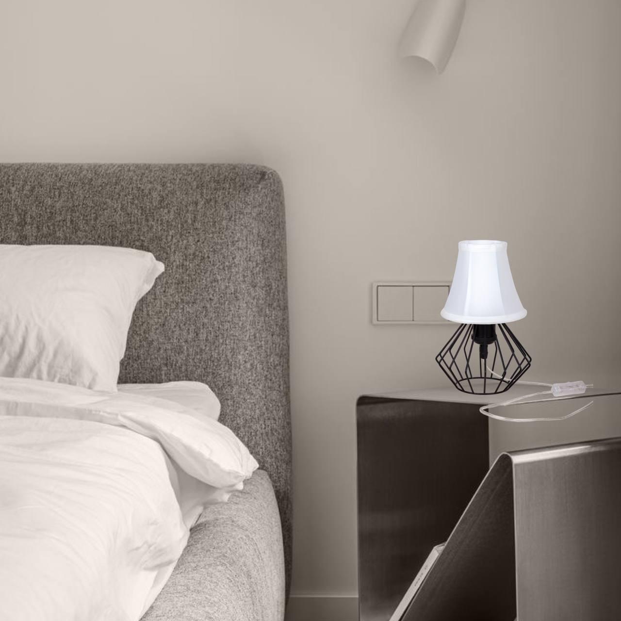 Лампа/нічник настільна з абажуром Білий (56-T108F01 BK+WH) - фото 4